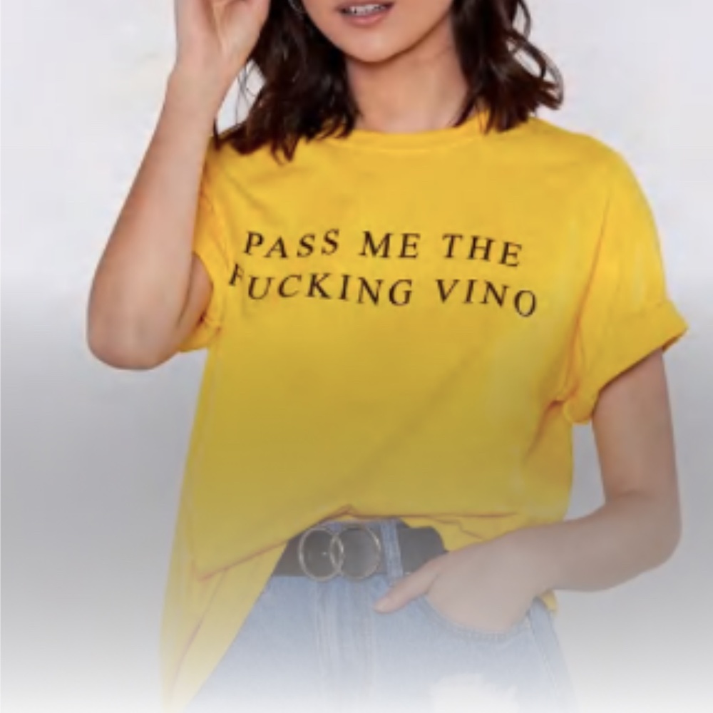 Yellow Pass the Wine Tee